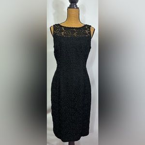 NWT White House Black Market Sleeveless Lace Black Sheath Dress size 6
